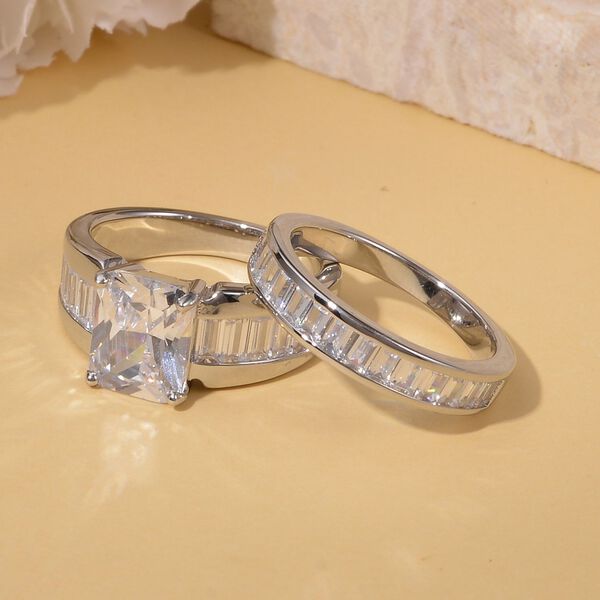 Wei&szlig;er Zirkonia, 2 Ringe im Schmuckset, Messing ca. 8,10 ct image number 1