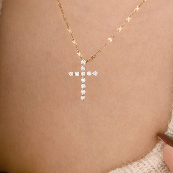 LUXURIANT VS-GH Labor Diamant Kreuz Anh&auml;nger in 585 Gelbold - 0,50 ct. image number 2