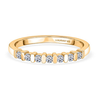 LUXURIANT DIAMOND - Lab Grown Diamant SI-GH Ring 925 Silber 750 Gelb Vergoldet (Größe 18.00) ca. 0.20 ct