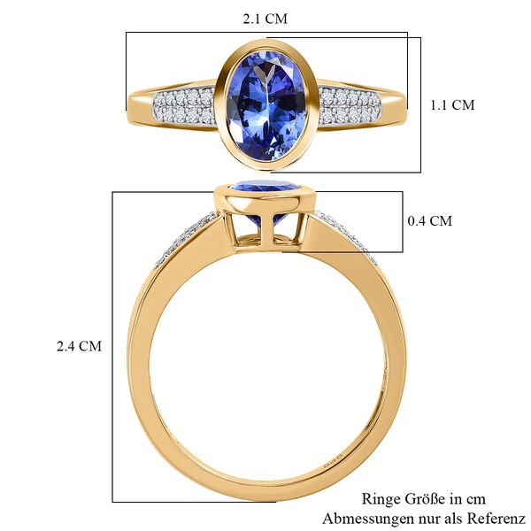 AAA Tansanit und Diamant Ring in 585 Gelbgold - 1,63 ct. image number 7