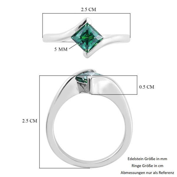 LUSTRO STELLA Hergestellt mit Grüner ZIRKONIA Solitär Ring 925 Silber Platin-Überzug (Größe 16.0) image number 6