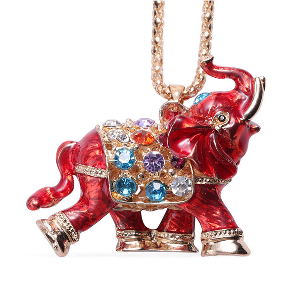 Mehrfarbiger Kristall-Elefant-Anh&auml;nger mit 71+5 cm Kette und Spiegel image number 2