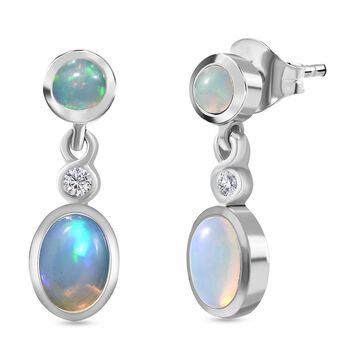 AA nat&uuml;rliche, &auml;thiopische Welo Opal und Zirkon-Ohrringe - 1,55 ct.