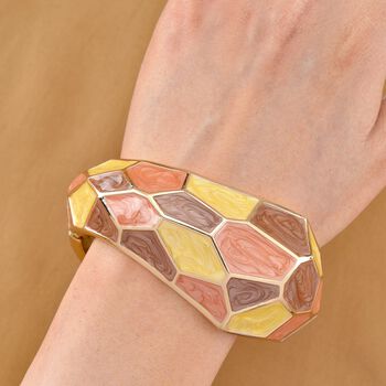 Emaille-Armreif im Facetten-Design, ca. 18 cm, Himmelblau