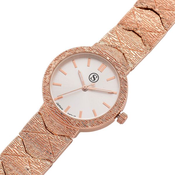 STRADA - Japanisches Uhrwerk, Weiß Zifferblatt mit Roségoldplattiertem Alloy Armband, 20 cm image number 7