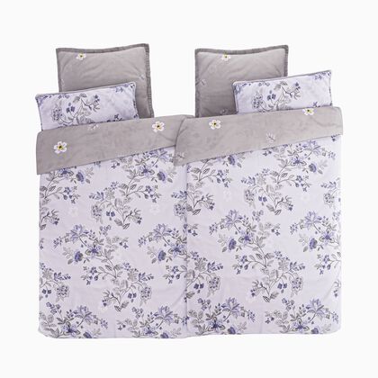 6-teiliges Bettbezug Set, 2 Bettbez&uuml;ge, 4 Kissenbez&uuml;ge, grau-lila