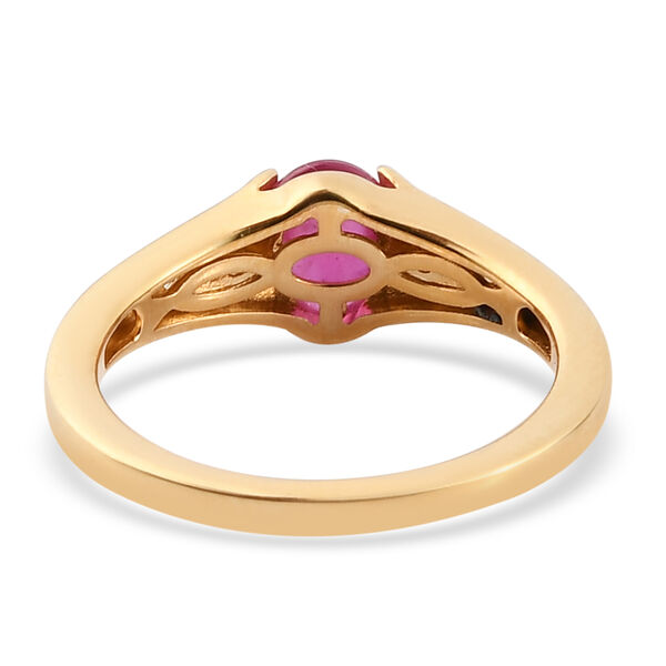 Rubin und Zirkon-Ring, Fissure gef&uuml;llt, 925 Silber vergoldet  ca. 1,32 ct image number 6