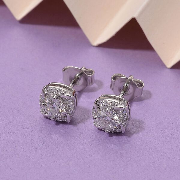 RADIANTA GRA zertifiziert Moissanit (D-VVS) Ohrringe 925 Silber rhodiniert ca. 0.72 ct image number 1