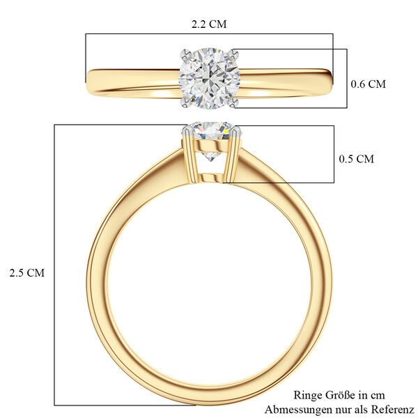 LUXURIANT DIAMOND - Lab Grown Diamant VS-EF SGL zertifiziert Ring, 925 Silber 750 Gelbgold Vermeil (Größe 19.00) ca. 0.50 ct image number 6