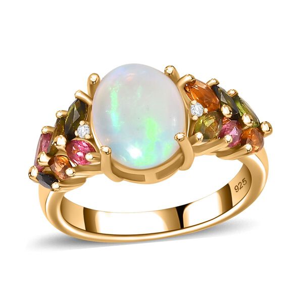 AA nat&uuml;rlicher, &auml;thiopischer Welo Opal, Zirkon und Multi-Turmalin-Ring - 2,70 ct. image number 5