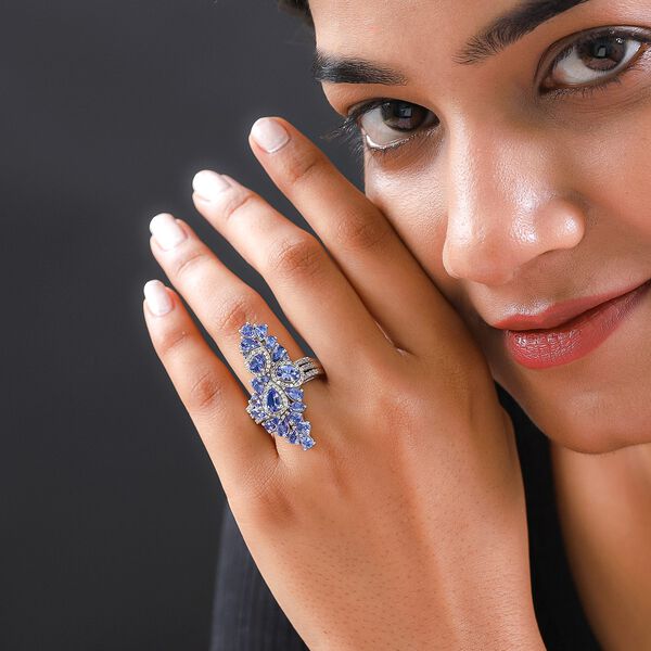 Tansanit und Zirkon-Cluster-Ring - 4,20 ct. image number 3