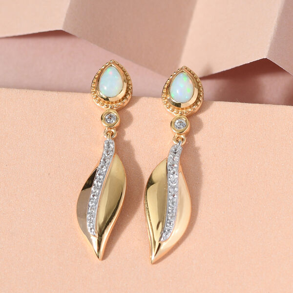 Nat&uuml;rliche, &auml;thiopische Opal und Zirkon-Ohrh&auml;nger in Silber image number 2