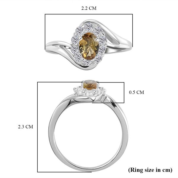 AA Nat&uuml;rlicher, goldener Tansanit und Zirkon-Bypass-Halo-Ring, 925 Silber platiniert, 0,98 ct. image number 6