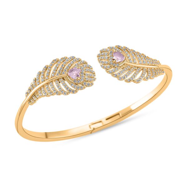 Rosa Kristall und wei&szlig;er Zirkonia 19cm Armreif image number 4