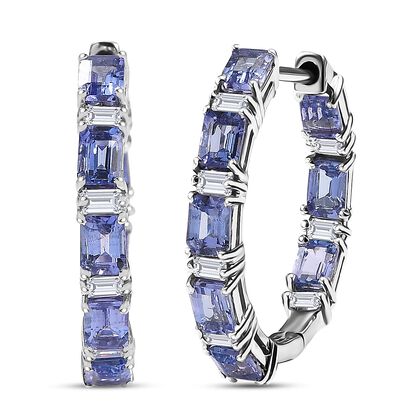 D'Joy AA Tansanit, Moissanit Ohrringe 925 Silber rhodiniert (7-8 Werktage Lieferzeit) ca. 4.22 ct