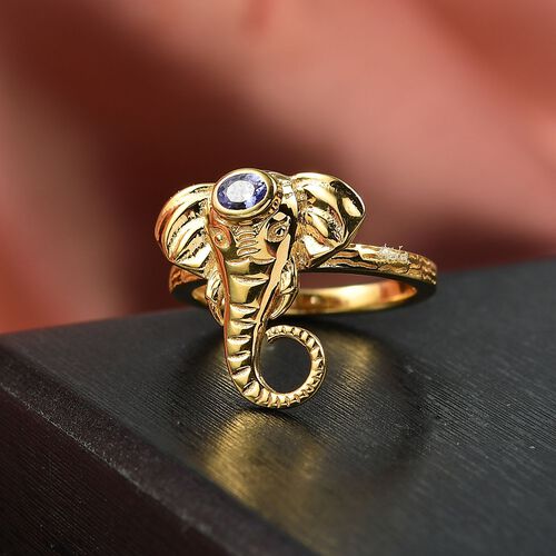 D’joy AA Tansanit Ring 925 Silber 750 Gelb Vergoldet (Größe 17.00) ca. 0,18 ct image number 1