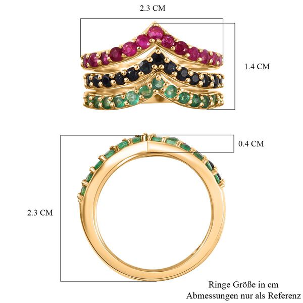 Thail&auml;ndischer Rubin, Kanchanaburi Blauer Saphir Schmuckset 925 Silber 750 Gelbgold Vermeil ca. 1.94 ct image number 7