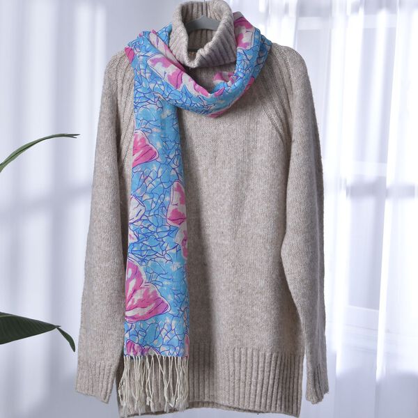 100% Merino Woll-Schal mit Quasten, 70x180cm, Mehrfarbig image number 3