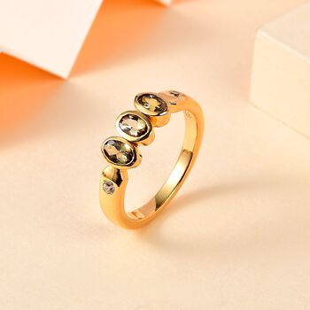 AA nat&uuml;rlicher goldener Tansanit und Zirkon-Ring - 0,80 ct.