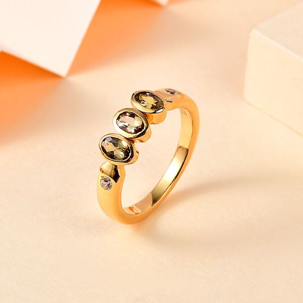 AA nat&uuml;rlicher goldener Tansanit und Zirkon-Ring - 0,80 ct. image number 2