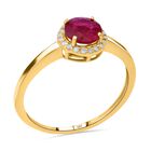 AAAA Thailändischer Rubin und weißer Diamant-Ring, 585 Gold  ca. 1,10 ct image number 2