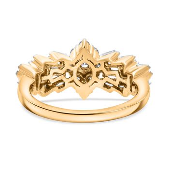 LUXURIANT 1 ct. VS-EF Labor Diamant Ballerina Ring, 925 Silber Gelbgold Vermeil