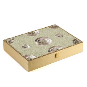 Exklusive Funkelnde Perlen-Ringbox - Handgefertigte Premium-Aufbewahrung für Ringe, 35 x 10 x 2,5 cm, Elfenbein