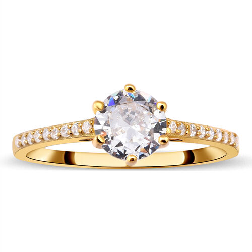 LUSTRO STELLA - Weißer Zirkonia Ring 925 Silber vergoldet image number 0