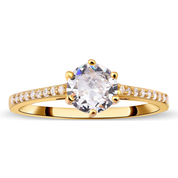 LUSTRO STELLA - Wei&szlig;er Zirkonia Ring 925 Silber vergoldet image number 0