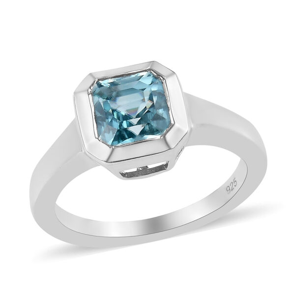 Kambodschanischer, blauer Zirkon-Ring, 925 Silber platiniert  ca. 2,71 ct image number 4