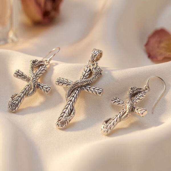 Royal Bali Kollektion- Anh&auml;nger und Ohrringe in 925 Silber image number 1