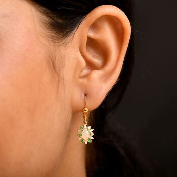 AA Nat&uuml;rliche, &auml;thiopische Welo Opal, Tsavorit Granat und Moissanit Ohrringe - 1,61 ct.