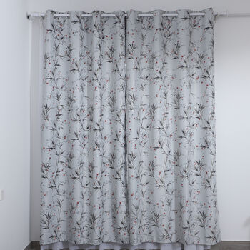 2er-Set Bedruckter Sonnenschutzvorhang mit 8 Metallringen, 140x240 cm pro Vorhang, Kirschbl&uuml;te