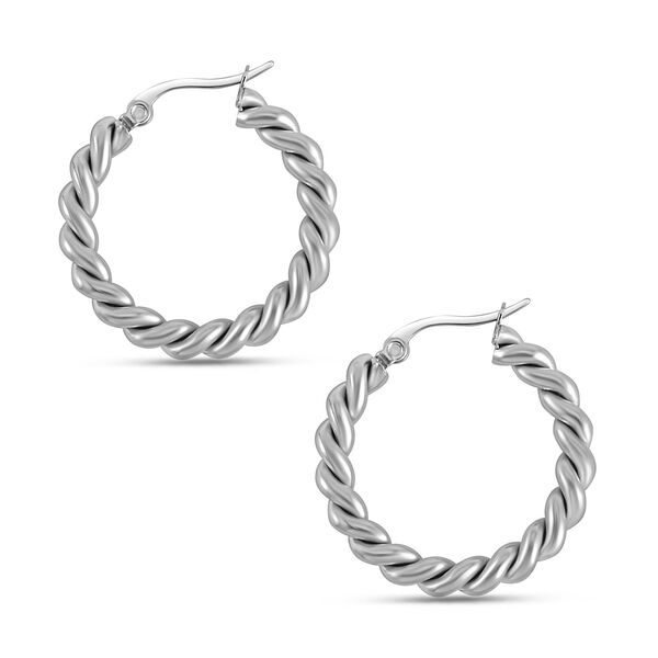 2er Set - Gedrehte Armreif und Ohrringe, 316L Edelstahl image number 7