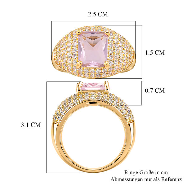 Rosa Zirkonia, Wei&szlig;er Zirkonia Ring Nickelfreies Messing gelb vergoldet (Gr&ouml;&szlig;e 16.50) image number 5
