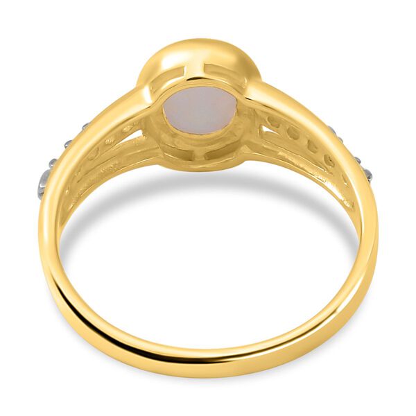 Nat&uuml;rlicher, &auml;thiopischer Opal und wei&szlig;er Zirkon-Ring, 925 Silber vergoldet  ca. 1,05 ct image number 3