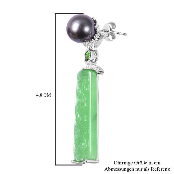 Handgeschnitzte Gr&uuml;ne Jade Ohrh&auml;nger 925 Silber rhodiniert ca. 36,53 ct&nbsp; image number 3