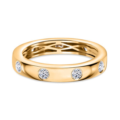 LUXURIANT DIAMOND - Lab Grown Diamant VS-EF Ring 925 Silber 750 Gelbgold Vermeil (Gr&ouml;&szlig;e 18.00) ca. 0.50 ct