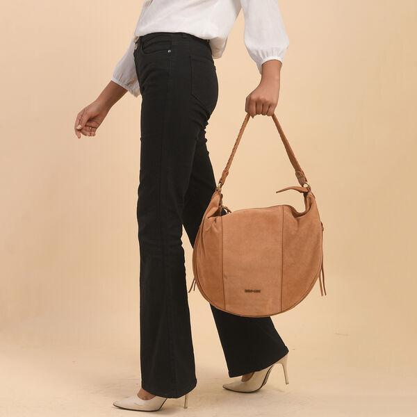 Hobo Tasche aus 100% echtem Leder, Gr&ouml;&szlig;e 40,6x12,7x33 cm, Hellbraun image number 2