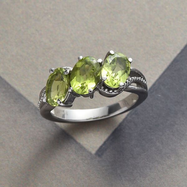 Natürlicher Peridot-Ring, (Größe 16.00) Edelstahl, ca. 2,18 ct image number 2