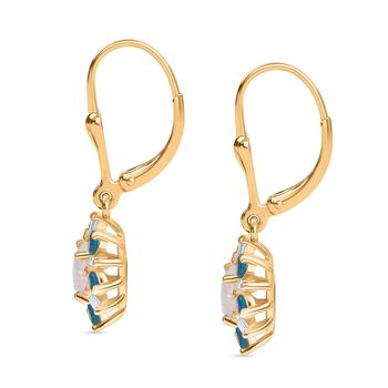 AA Nat&uuml;rliche, &auml;thiopische Welo Opal, Neon Apatit und Moissanit Ohrringe - 1,61 ct.