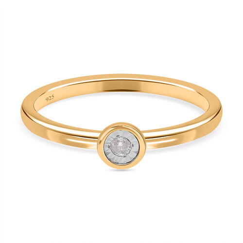 I2 Diamant Solitär Ring in Silber mit Gelbgold Vermeil image number 0