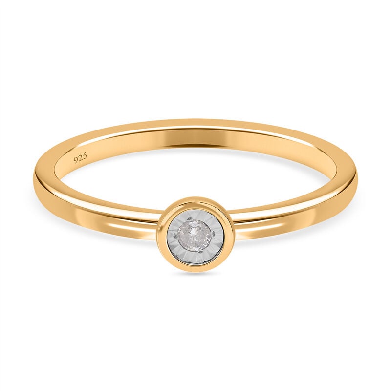 I2 Diamant Solitär Ring in Silber mit Gelbgold Vermeil image number 0
