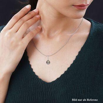 12-13mm Tahiti Perle und Moissanit Anh&auml;nger mit Kette