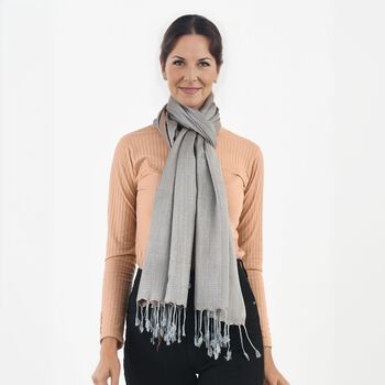 Superweicher doppelgewebter Schal, 70x170 cm, Grau