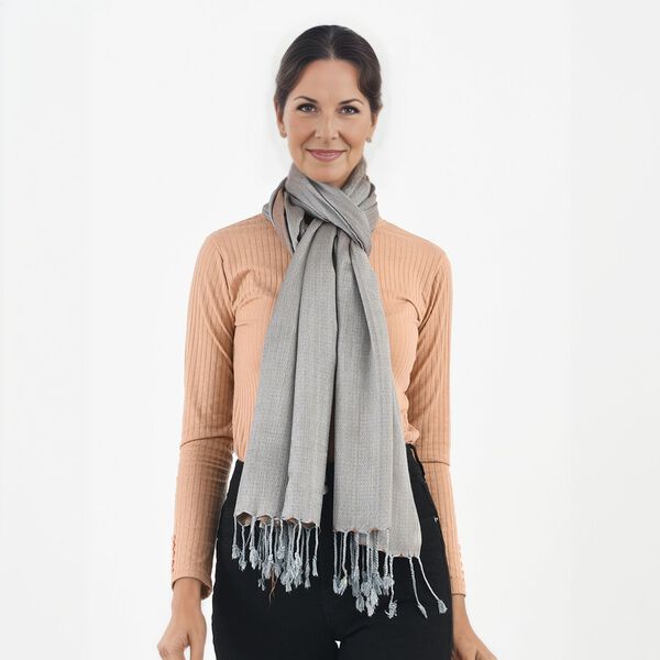 Doppelgewebter Schal, Grau