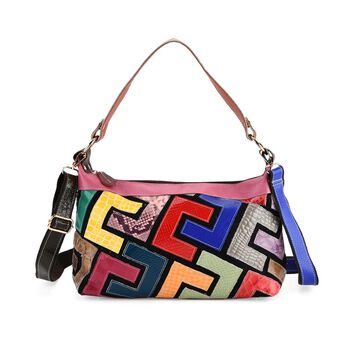 Chaos by Elsie Echtleder Crossbody mit RFID, Krokopr&auml;gung Rauten, 32 x 12.5 x 22 cm, Mehrfarbig