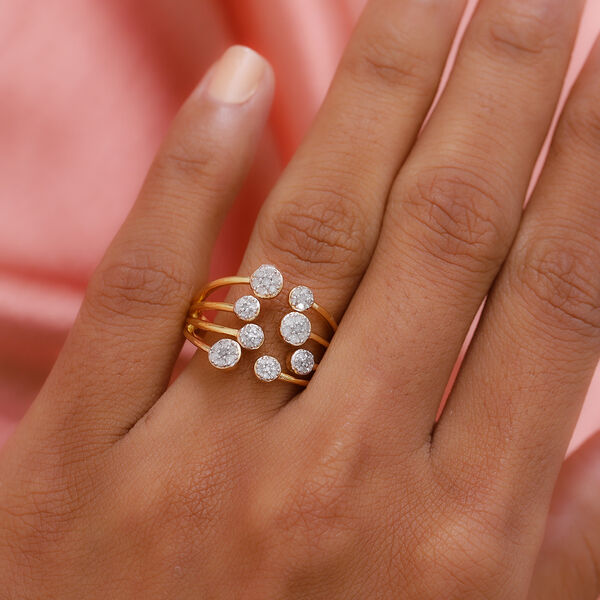 Diamant Ring 925 Silber Gelbgold Vermeil image number 3