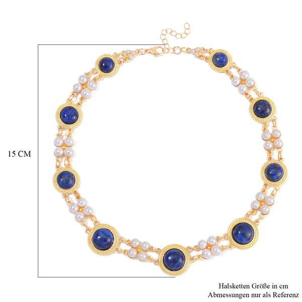 Lapislazuli und Muschelkernperle Halskette, 45 cm image number 4