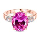 AAA Lab Created Rosa Saphir, Moissanit Ring 925 Silber 750 Roségold Vermeil (Größe 18.00) (10-15 Werktage Lieferzeit) ca. 6.51 ct